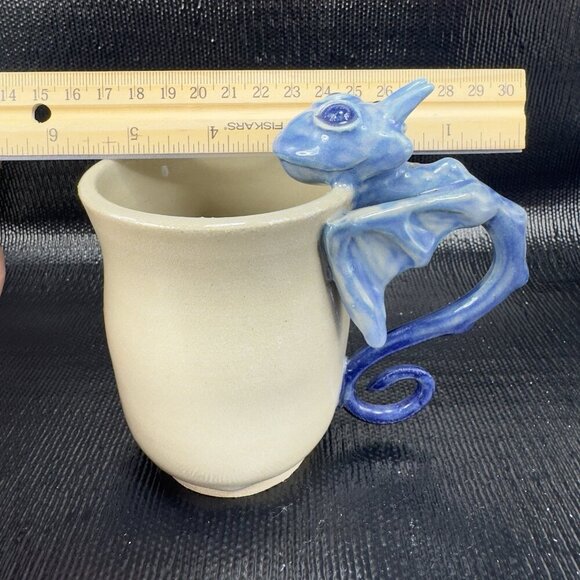 Fired Figments Pottery Coffee Mug Cup Artist Signed Stephanie Krist Large Dragon - Picture 4 of 13